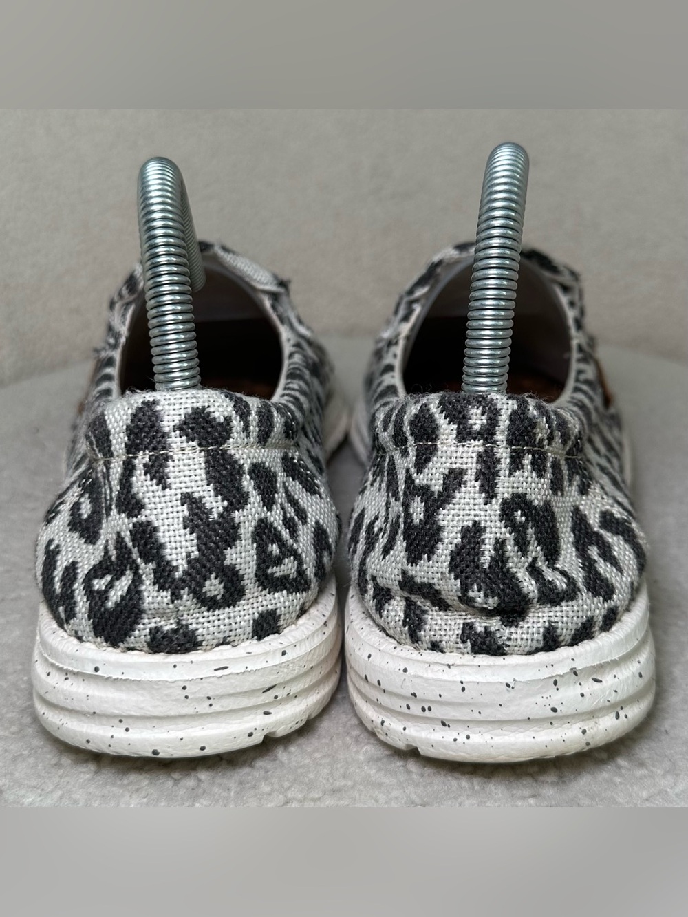 Hey Dude Misty Cheetah Grey Black Slip On Loafers Animal Print Casual Comfort 8 - Picture 4 of 9